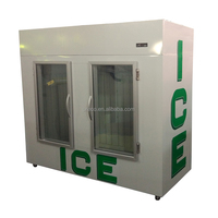 Réfrigérateur commercial vertical personnalisable à 2 portes vitrées, refroidissement par ventilateur, pour blocs de glace, usage intérieur
