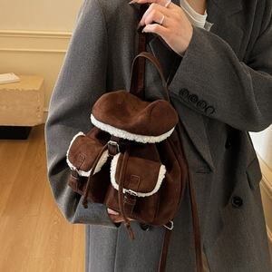 Mochila de lana sintética personalizada para mujer, riñonera pequeña de forro polar para uso diario, venta al por mayor - Product Image 4