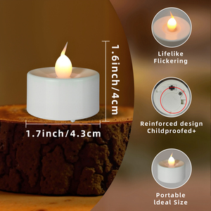 Thực tế Flameless tealight nến trắng nhựa Pin hoạt động bền kéo dài 2X nhấp nháy sáng LED giáng sinh Halloween - Product Image 5