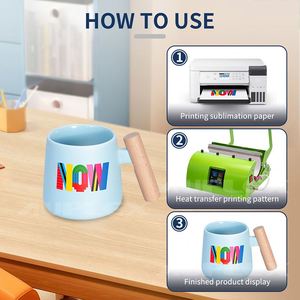 Tazas Sublimables con Revestimiento Auplex, Elegancia de Tazas con Asa de Madera, Taza de Cerámica Mate de 11 oz con Asa de Madera - Fondo Plano - Product Image 4