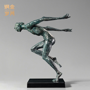 Escultura de bronce de cobre y oro, figura artística hecha a mano, artículo decorativo para oficina - Product Image 3