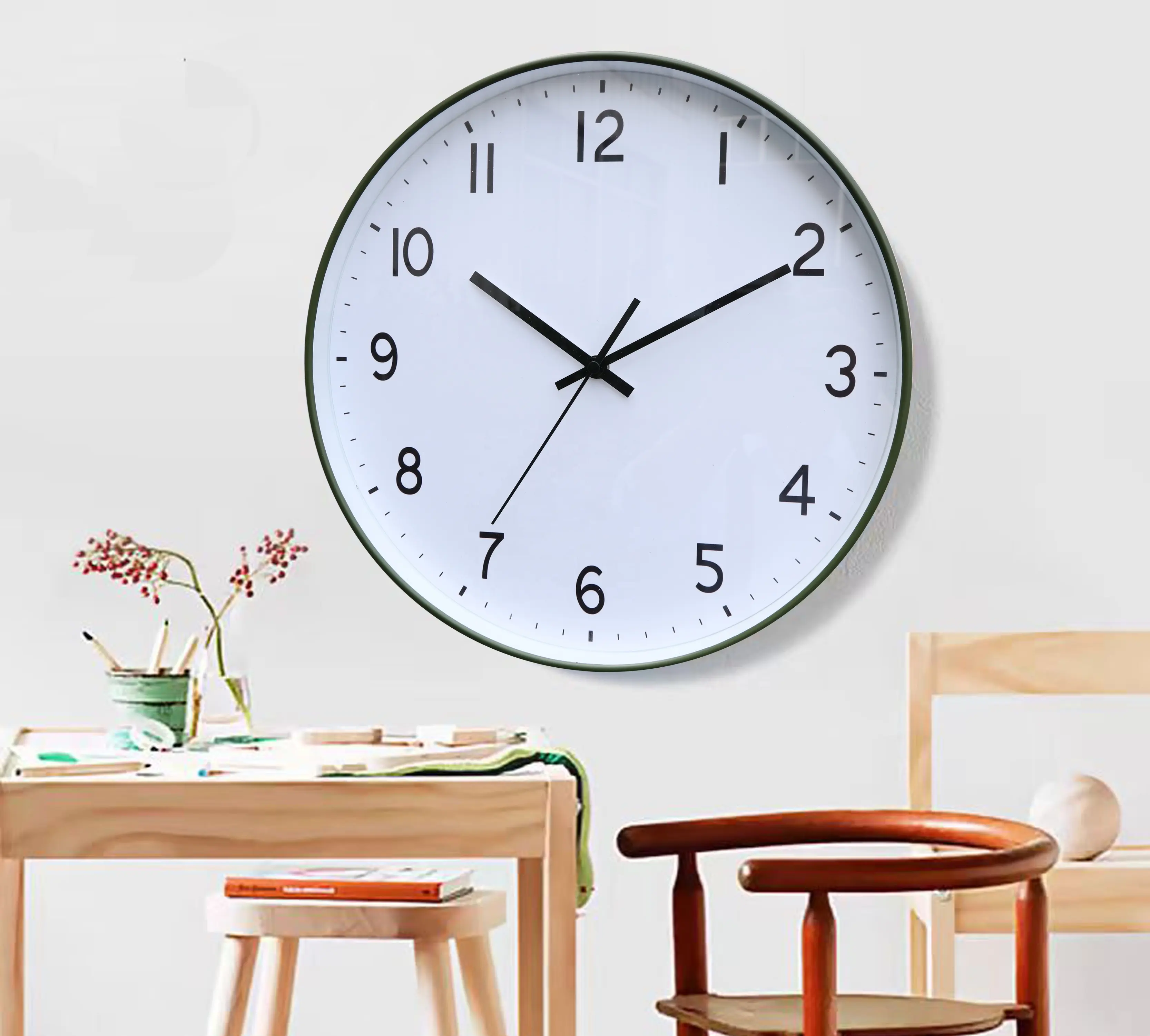 럭셔리 패션 디지털 매달려 현대 간단한 음소거 장식 둥근 벽 시계 가정 장식