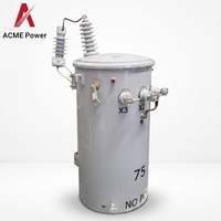 Transformateur monophasé monté sur poteau 75 KVA, refroidissement ONAN, haute efficacité pour l'alimentation électrique industrielle