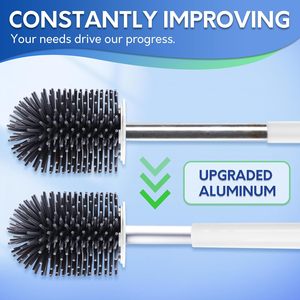 Ensemble de brosse de nettoyage pour cuvette de toilettes en silicone CF, <span class=keywords><strong>kit</strong></span> de nettoyage de cuvette, pinces, accessoires de salle de bain, brosse de toilettes avec manche en aluminium, porte-brosse de toilettes - Product Image 5
