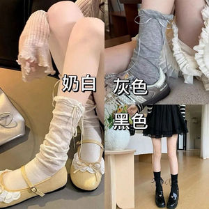 ถุงเท้าผู้หญิงสีขาวนมลายโบว์ระบายอากาศได้ดีดูดซับเหงื่อสำหรับรองเท้าแมรี่เจนเยาวชนอายุ 18-40 ปี - Product Image 3