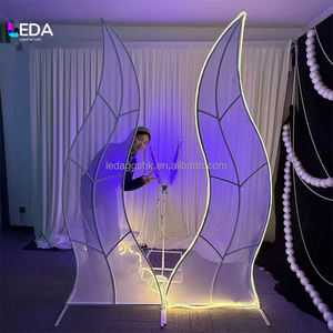 LEDA <b>Wedding</b> India S Shape Backdrop <b>Frame</b> Interior LED Light Metal Mesh Yarn Backdrop Stand for <b>Wedding</b> Stage - Product Image 6