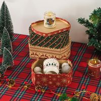 Cajas de Regalo Navideñas con Tapas, Juego de 3, Estilo Retro Kraft |   Cajas Decorativas de Cartón para Regalos y Decoración Navideña