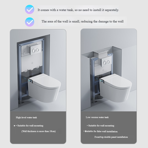 En gros OEM WC intelligent en céramique mural avec réservoir d'eau intégré dissimulé, capteur de pied, siphon en P et siège chauffant - Product Image 4