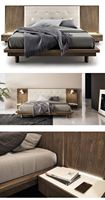 Cadre en bois marron de luxe moderne, 4 chambres à coucher, ensembles de meubles en bois pour chambre à coucher