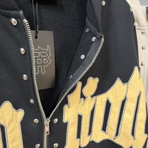 Chaqueta con cremallera de alta calidad, 100% algodón grueso, con estampado vintage de estilo urbano 'Mixed Emotions' y rotos, para hombre, tipo sudadera con capucha. - Product Image 4
