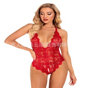 Sexy lingerie, transparent nightgown, sexy and innocent uniform, three-piece bodysuit, no need to take off, open crotch pants, - Product Image 1
