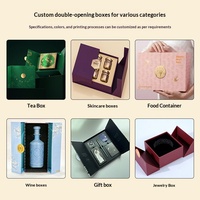 Boîte à double ouverture personnalisée avec fermeture magnétique pour cadeaux, thé, produits de soin de la peau ; gaufrage de logo disponible, designs clients