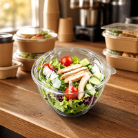 Bol à salade personnalisé en plastique PET 48oz avec couvercle, conteneur alimentaire transparent jetable empilable, qualité alimentaire, vente en gros