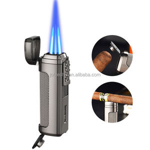 JOFI Luxury 3 Jets Blue Flame Metal Cigar Torch Lighter Custom Butane American Style GAS Fuel Business Gifts with Cigar Punch - Product Image 2