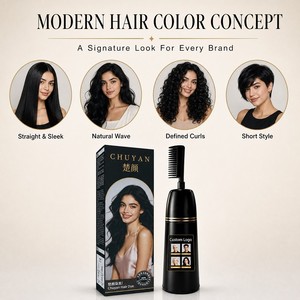 Crème colorante pour cheveux noirs foncés, couleur permanente avec pinceau intégré, sans ammoniaque, prix d'usine, couverture des cheveux gris - Product Image 1