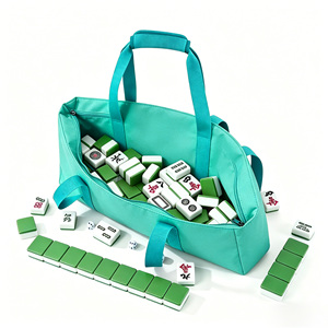 Ensemble de Mahjong Premium 166 tuiles blanches avec 1 grand sac et 2 sacs souples, sac de Mahjong américain portable bleu lac - Product Image 4