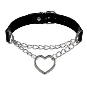 Pu Leather Choker <b>Necklace</b> With Chain O <b>Ring</b> Punk Street Style For Party Fashion Accessory - Product Image 3