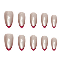 Faux ongles à presser œil de chat français ultra fins en forme d'amande, étanches, vente en gros, emballage personnalisé OEM