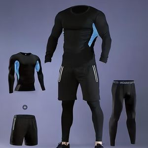 Ensemble de 3 pièces pour hommes, vêtements de sport à haute élasticité, RushGuard Bjj, maille respirante, leggings à manches longues, tenue de course à pied, vêtements d'entraînement - Product Image 1