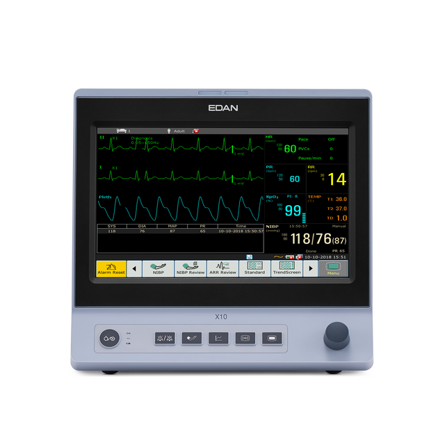Edan Patient Monitor X10 Touch Screen Multi Parameter Monitor for Small Animal Clinics ECG NIBP SpO2 TEMP IBP CO2