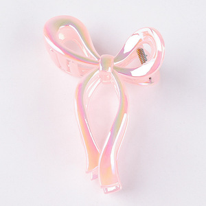 Pinza para el pelo con lazo de color degradado para mujer, pinza de plástico tipo tiburón, accesorio para el pelo vintage de color caramelo para uso casual y fiestas - Product Image 4