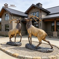 Estatuas de Alce de Bronce a Tamaño Real, Par a Juego, de TREVI - Escultura Personalizada de Vida Real para Entrada de Propiedades y Resorts, Fabricada con la Técnica de Cera Perdida
