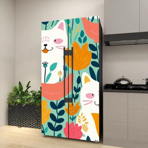 Impresión bajo demanda autoadhesiva vinilo puerta <span class=keywords><strong>Mural</strong></span> pegatina, Peel and Stick extraíble refrigerador envoltura calcomanía decoración del hogar - Product Image 4