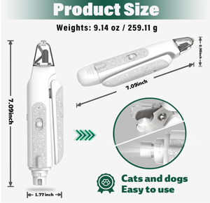 Coupe-ongles électrique portable pour animaux de compagnie 2-en-1, coupe-ongles et lime à ongles avec recharge USB - Product Image 1
