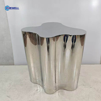 Nouvelle table basse moderne au design irrégulier en acier inoxydable, plateau en métal contemporain, mobilier de salon écologique