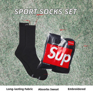 Hanes Crew <b>Socks</b> <b>Black</b> Cushion Men Women Sport <b>Socks</b> 4 Pairs - Product Image 2