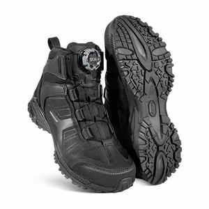 รองเท้าบูทฝึกยุทธวิธีแบบมีปุ่มหมุน <span class=keywords><strong>BOA</strong></span> ระดับกลางน่อง สีดำ หนังกันลื่น ทนต่อการขีดข่วน ปรับแต่งโลโก้ได้ ปลอดภัยสำหรับงานหนัก - Product Image 1