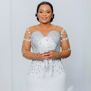 Robe de mariée sirène africaine grande taille, Vestidos De Novias Con Mangas, Robe de mariée blanche de luxe, Robe de mariée sirène - Product Image 3