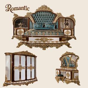 Классический винтажный спальный гарнитур в турецком стиле, роскошный, элегантный, из массива дерева, с ручной резьбой, комплект для спальни (Chambre à Coucher) - Product Image 1