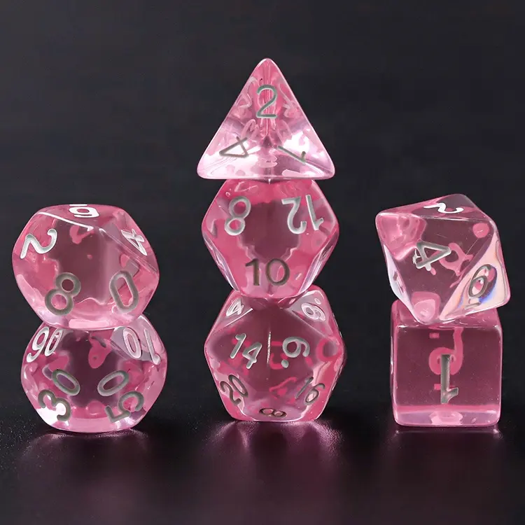 Sanseking Translucent Polyhedral Dice Set Multiple Colors Acrylic 7 Piece Dice Sets for Trading Card   Board Games