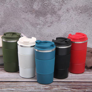 Reusable Leakproof 380ml 510ml Double Wall Vacuum Insulated Stainless Steel Travel Coffee Mug Tumbler Cup with Silicone Sleeve - Product Image 1