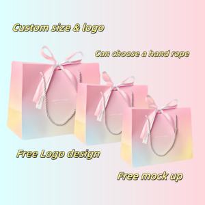 Sacs en papier personnalisés pour emballage cadeau, sacs de shopping pour mariage, jouets, fleurs, emballage pour vêtements, boîte en PVC avec logo imprimé, luxe - Product Image 4