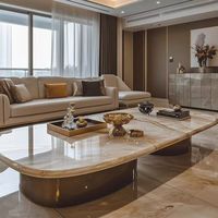 Table basse en marbre de luxe italienne, design moderne et minimaliste, durable, table d'appoint haut de gamme pour salon, usage domestique