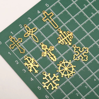 Pendentif en acier inoxydable poli miroir, croix religieuse, crucifix creux, connecteur pour bracelet, boucles d'oreilles, composants de bijoux