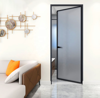 Porte battante en verre trempé ZEYI avec cadre fin en aluminium, style moderne minimaliste pour villa, bureau ou chambre