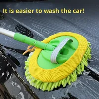 Astree Balai de lavage de voiture en microfibre chenille, manche télescopique rotatif en aluminium, détachable, lavable, sans rayures