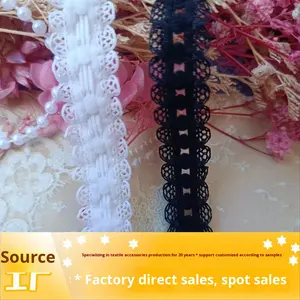 5876/1.5 Oyuk Orta Düz Beyaz İki Stil Stok Naylon Dantel Şerit Çift Düğüm İğne Makinesi Tasarımı Çiçek Desenli Elastik Kemer - Product Image 2