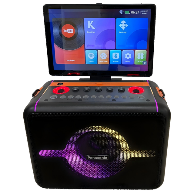 Single 5-inch Outdoor Karaoke Video Speaker with 14.1-inch Screen, Lights and Wireless Microphone