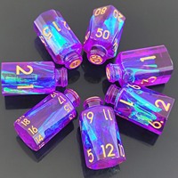 Dés de jeu polyédriques RPG en résine jaune, forme bouteille orange, accessoire de jeu de table coloré et tendance, avec feuille métallisée, cadeau