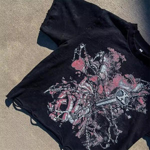 Ropa de calle 100% algodón de alta calidad 300 Gsm camiseta de peso pesado Vintage desgastado Boxy recortado dobladillo camiseta Unisex personalizada - Product Image 3