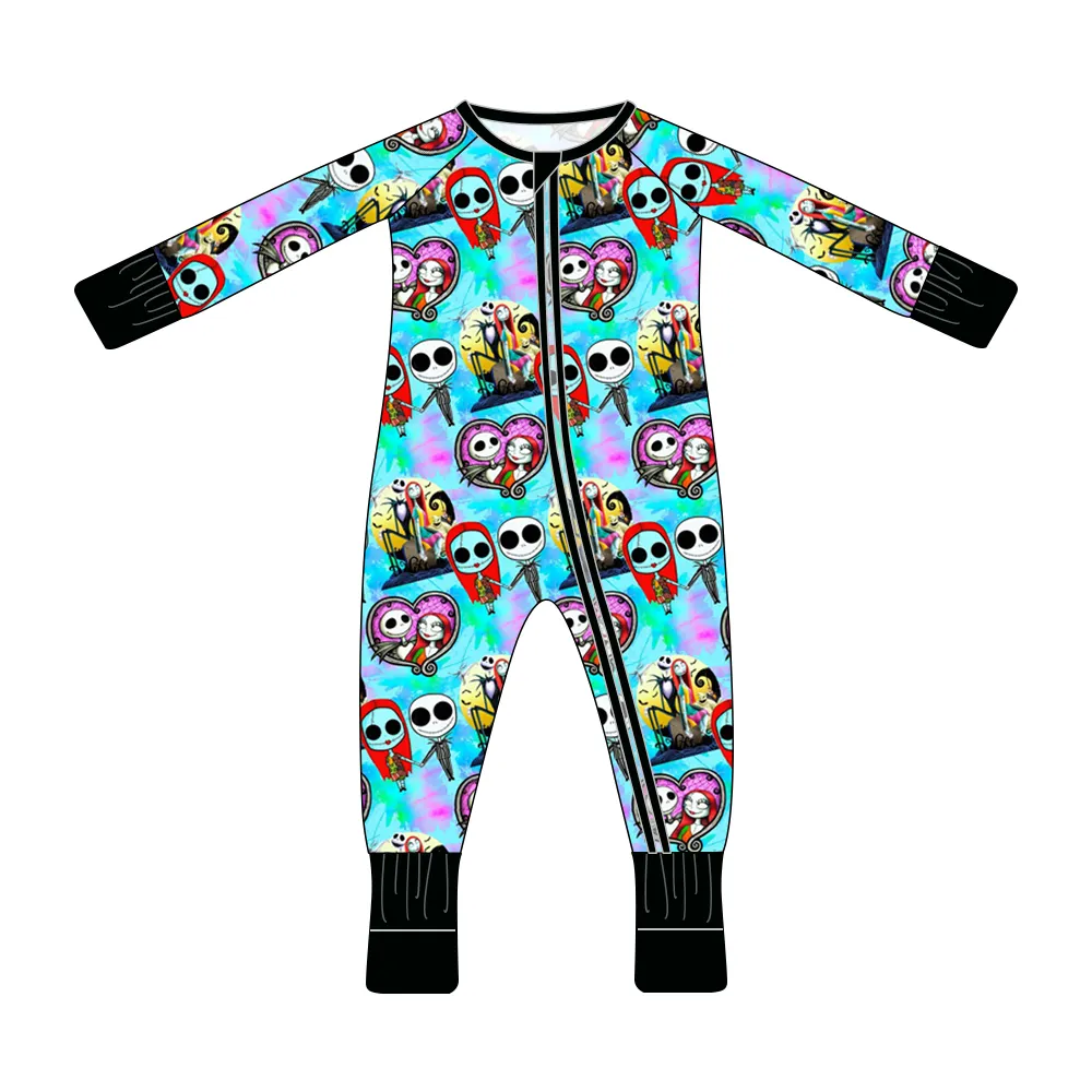 Custom Print Bamboo Fabric Newborn Baby Infant Zipper Clothes Onesie Rompers Bamboo Viscose Toddler Pajamas bamboo