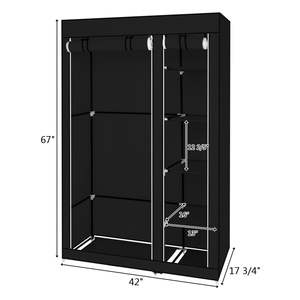 Organisateur de vêtements portable DB, placard 67 x 42 x 17 3/4, noir, en PP, pour salle de bain, armoire de rangement pliable - Product Image 5