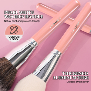Juego de 26 Brochas de Maquillaje de Lujo con Mango de Madera, Ferrules de Aluminio de Alta Calidad, Personalizables con Etiqueta Privada en Color Rosa - Product Image 4
