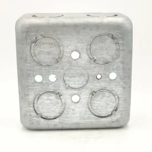 American standard 4 Square Galvanized Steel Rectangular Box Electrical Metal Junction Box with concentric knockouts