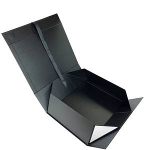 Lớn Sang Trọng Tùy Chỉnh Có Thể Gập Lại Từ Màu Đen Giấy Các Tông <span class=keywords><strong>Hamper</strong></span> Hộp Quà Tặng Với Ribbon - Product Image 2