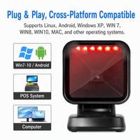Lecteur de codes QR omnidirectionnel 2D professionnel USB pour ordinateur de bureau, idéal pour les supermarchés, les commerces de détail et les systèmes de point de vente (en stock)